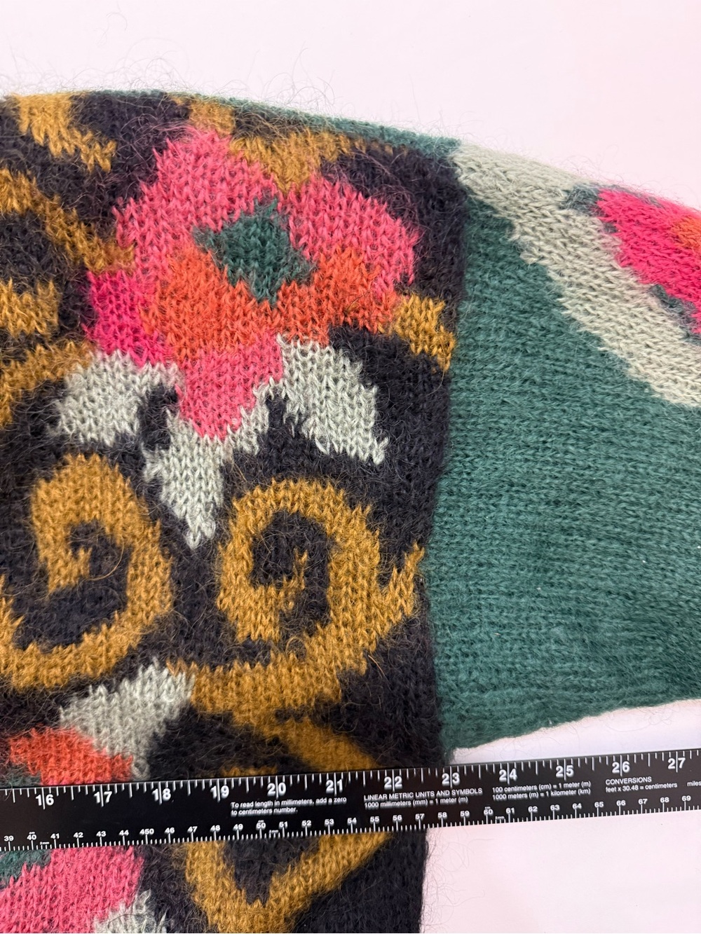Vintage 90s Susan Bristol Mohair Floral Cardigan Women L Multicolor Boho Sweater - Picture 8 of 10